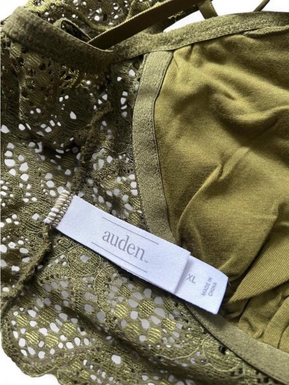 Auden Olive Green Lace Bralette